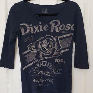 3/4 sleeve navy v neck T-Shirt